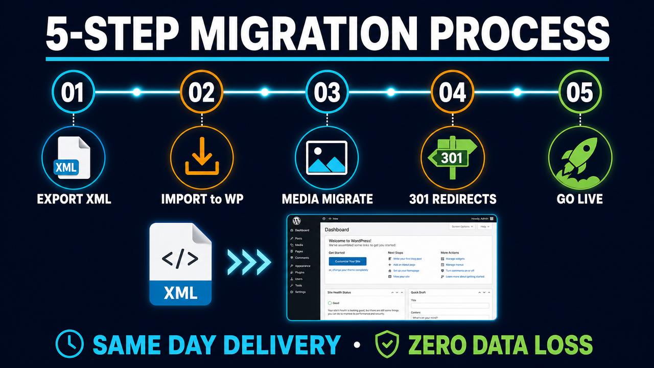 5-Step Migration Process — Blogger to WordPress Migration process screenshot (Step 2 of 3) | Malware Remove Expert
