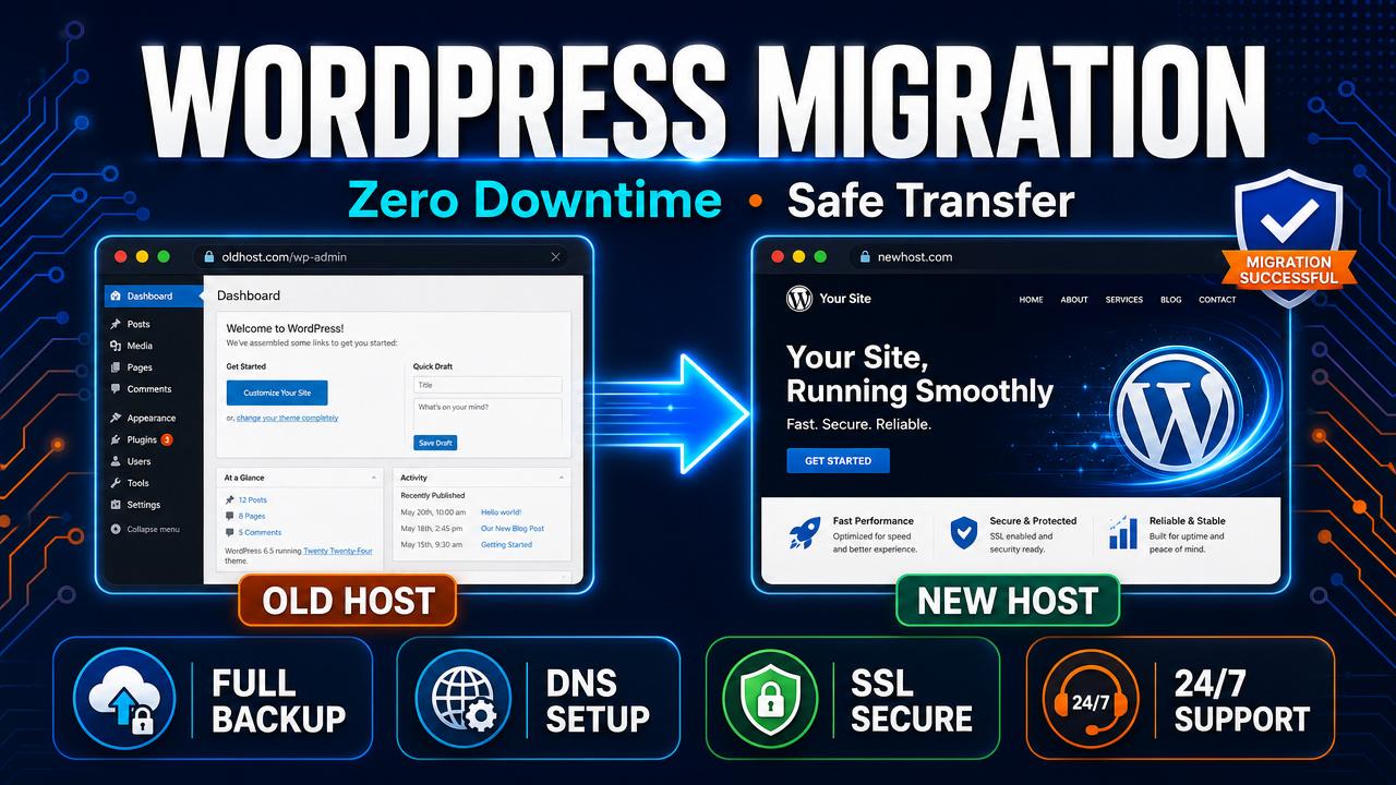 Zero-Downtime Host Switch — WordPress Website Migration before screenshot (Step 1 of 3) | Malware Remove Expert